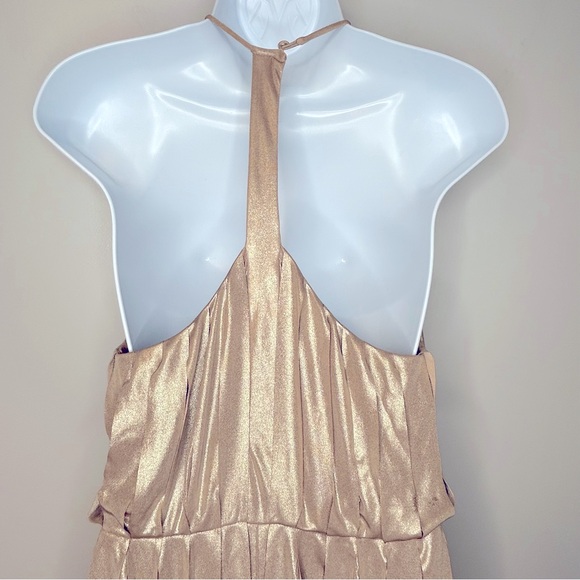 Halston Heritage Gold Metallic Carwash Dress Size M - Picture 10 of 15